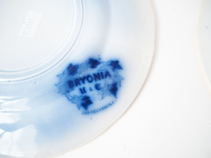 6 assiettes en faïence de Sarreguemines modèle "Bryonia". Signées. Dia