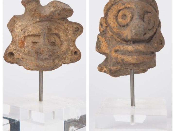 Antilles précolombiennes (V. 1000 apr. J.C). Deux têtes de figurines e