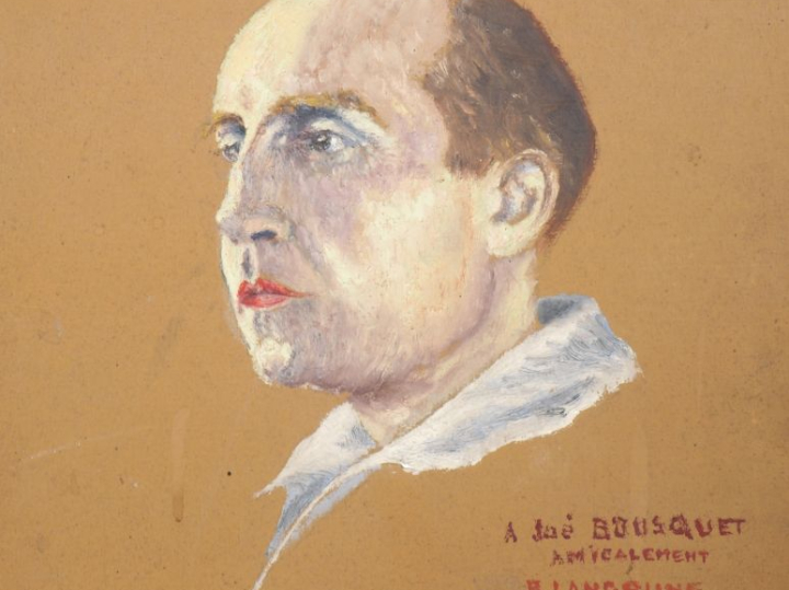 [BOUSQUET (Joë)]. PORTRAIT DE JOË BOUSQUET. Huile sur toile brune coll