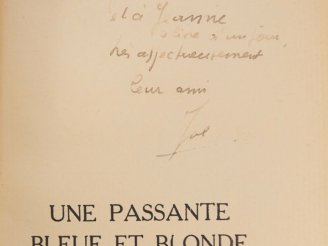 Vente aux enchères BOUSQUET (Joë). UNE PASSANTE BLEUE ET BLONDE. P., Debresse, 1934. In-1