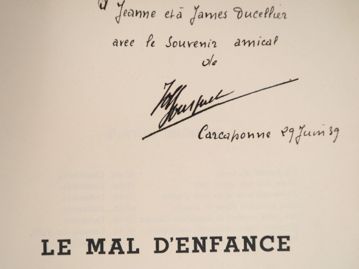 BOUSQUET (Joë). LE MAL D’ENFANCE. P., Denoël et Steele, 1939. In-12 br