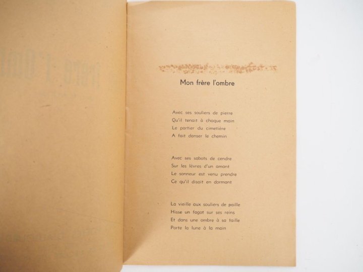 BOUSQUET (Joë). MON FRÈRE L’OMBRE. Poèmes. Cahiers de l’École de Roche