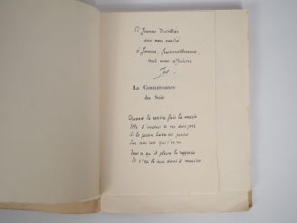 Vente aux enchères BOUSQUET (Joë). LA CONNAISSANCE DU SOIR. P., Gallimard, 1947. Grand in