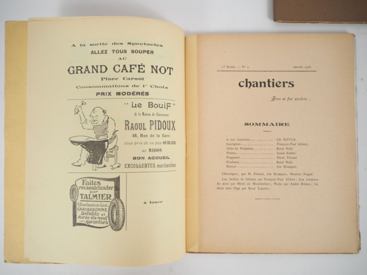 CHANTIERS. Numéros 1-2-3-4-6-8. Carcassonne, Chantiers, 1928-1930. Six