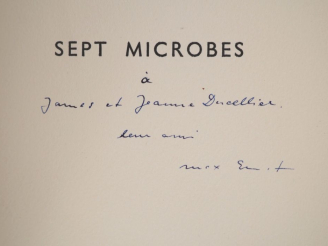 Vente aux enchères ERNST (M.). SEPT MICROBES vus à travers un tempérament. Paris, Cercle 