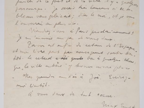 ERNST (M.). LETTRE AUTOGRAPHE signée adressée aux Ducellier. Deux page