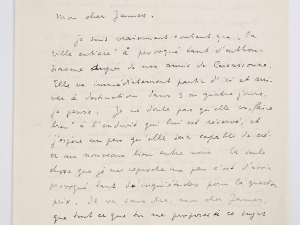 ERNST (M.). LETTRE AUTOGRAPHE signée adressée aux Ducellier. Deux page