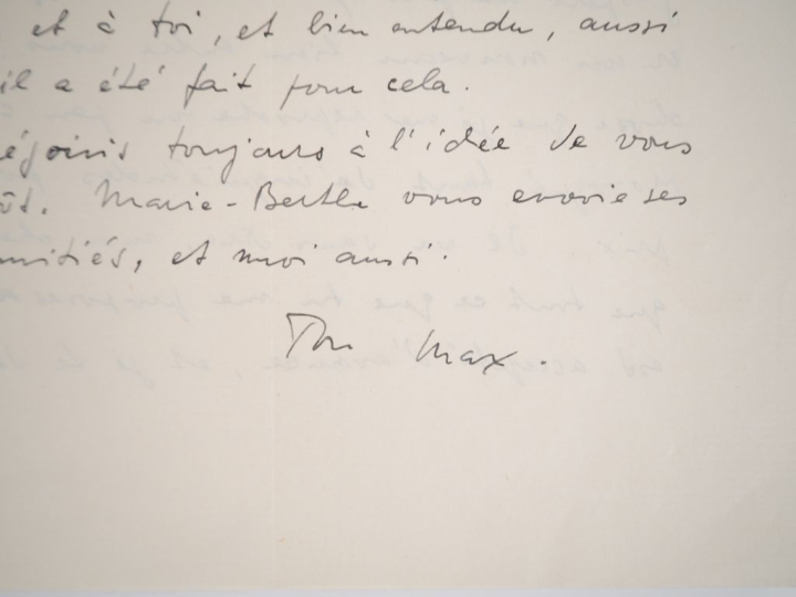 ERNST (M.). LETTRE AUTOGRAPHE signée adressée aux Ducellier. Deux page