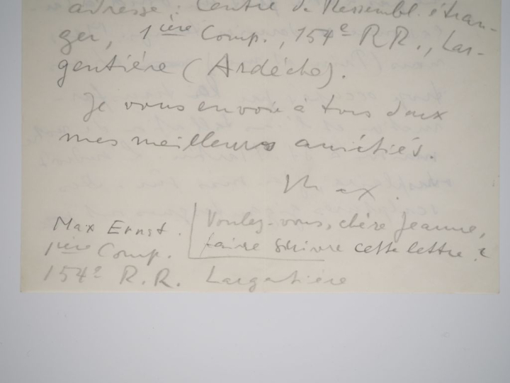 ERNST (M.). LETTRE AUTOGRAPHE signée adressée aux Ducellier. Deux page