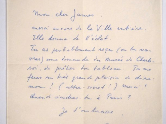 Vente aux enchères ERNST (M.). LETTRE AUTOGRAPHE signée adressée à James Ducellier. Une p