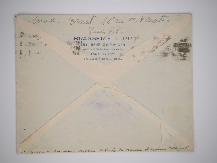 ERNST (M.). CARTE POSTALE signée adressée à Joë Bousquet. La carte rep