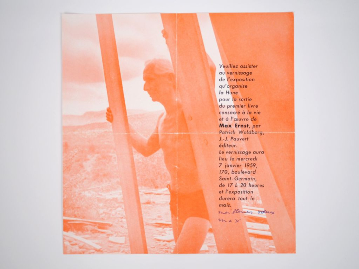 ERNST (M.). MOT AUTOGRAPHE signé adressé aux Ducellier. Un fragment de