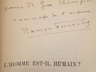 Vente aux enchères FERNANDEZ (Ramon). L’HOMME EST-IL HUMAIN ? P., Gallimard, 1936. In-12 