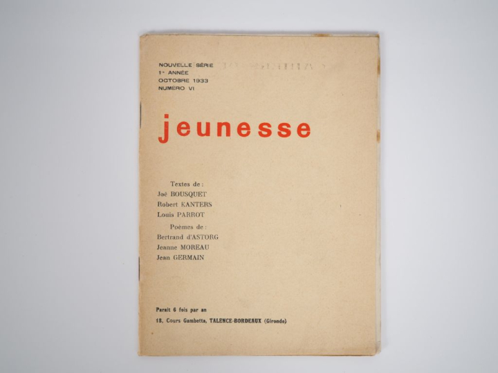 JEUNESSE. Nouvelle série. 1re année. Numéro VI. Talence-Bordeaux, octo