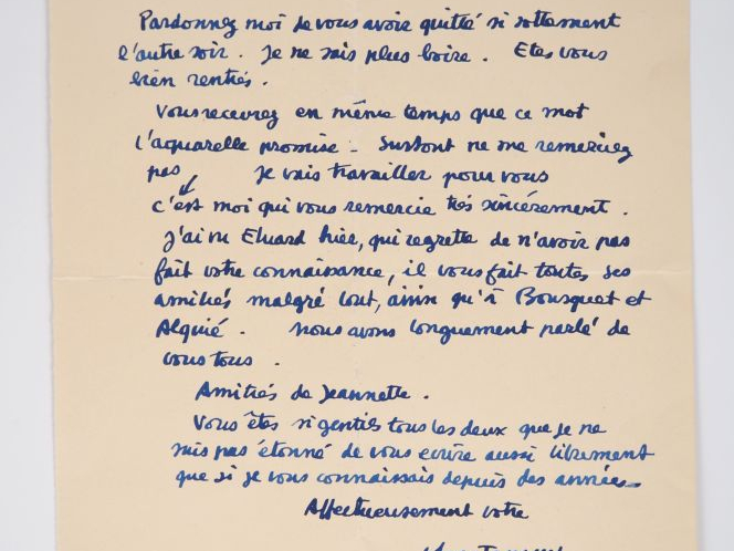 TANGUY (Yves). LETTRE AUTOGRAPHE signée adressée au couple Ducellier. 