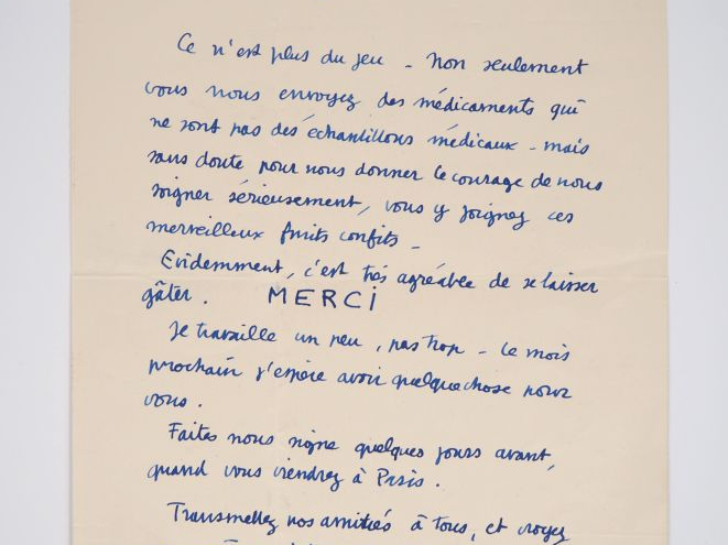 TANGUY (Yves). LETTRE AUTOGRAPHE signée adressée au couple Ducellier. 