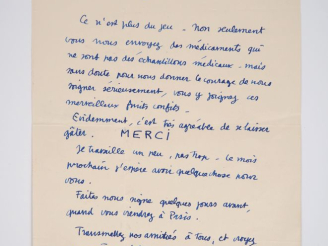 Vente aux enchères TANGUY (Yves). LETTRE AUTOGRAPHE signée adressée au couple Ducellier. 