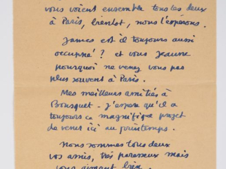 Vente aux enchères TANGUY (Yves). LETTRE AUTOGRAPHE signée adressée au couple Ducellier. 