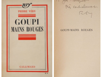 Vente aux enchères VÉRY (Pierre). GOUPI MAINS ROUGES. P., Gallimard, 1937. In-12 broché. 