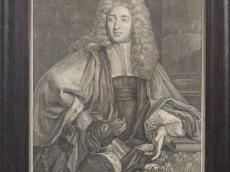 Vente aux enchères Gravure XVIIIème en noir, portrait de "Messire Pierre Jean Boyer". Dim