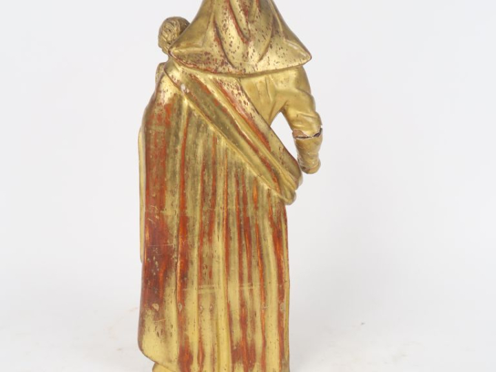 Ecole française XIXème. "Vierge à l'enfant". Sculpture en bois doré. H