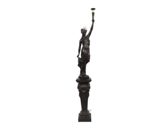 Vente aux enchères Grande porte-torchère fin XIXème - début XXème en fonte à patine noire