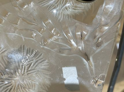 LALIQUE France Paire d'appliques en verre blanc moulé-pressé à décor d