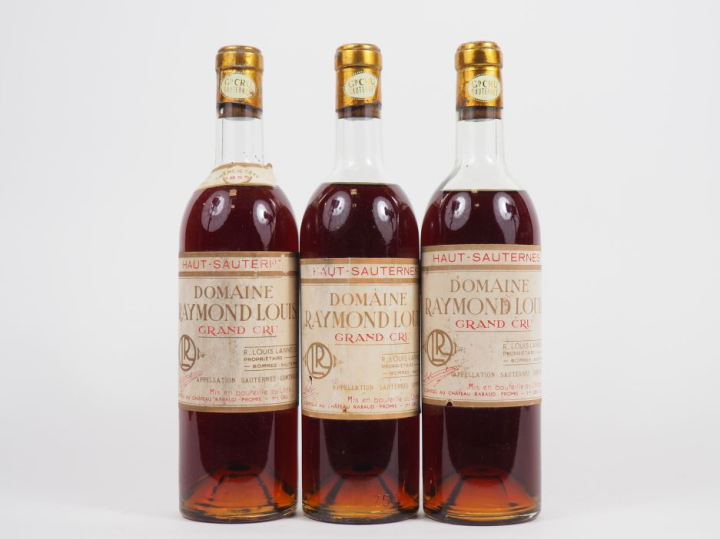3 VIEILLES BOUTEILLES DOMAINE RAYMOND LOUIS "CRÈME DE TETE" GC SAUTERN