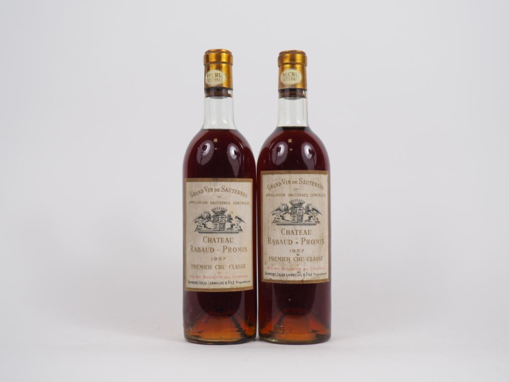 2 BOUTEILLES CHÂTEAU RABAUD PROMIS 1er CC SAUTERNES - 1957 - LB