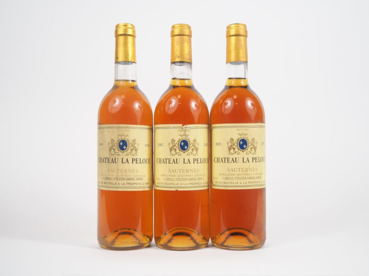 3 BOUTEILLES CHATEAU LA PELOUE SAUTERNES : 1 de 1998 / 2 de 2002