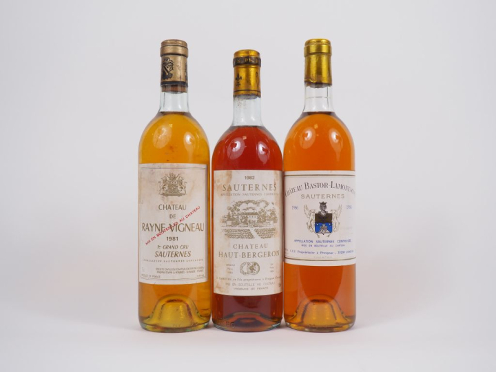 3 BOUTEILLES SAUTERNES : 1 CHÂTEAU RAYNE VIGNEAU 1er CC SAUTERNES 1981