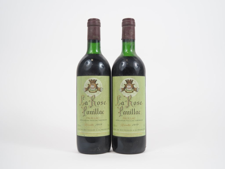 2 BOUTEILLES LA ROSE PAUILLAC - 1989 - 1 LB/1 HEP