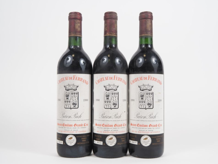 3 BOUTEILLES CHÂTEAU DE FERRAND GC ST ÉMILION  - 1990