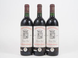 Vente aux enchères 3 BOUTEILLES CHÂTEAU DE FERRAND GC ST ÉMILION  - 1990