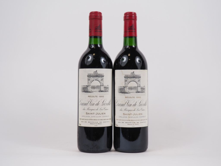 2 BOUTEILLES CHÂTEAU LÉOVILLE LAS CASES GCC ST JULIEN - 1992