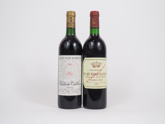 Vente aux enchères 2 BOUTEILLES BORDEAUX : 1 BEL AIR CHÂTEAU MARQUIS D'ALIGRE MARGAUX 198
