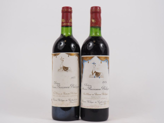Vente aux enchères 2 BOUTEILLES CHÂTEAU MOUTON BARONNE PHILIPPE DE ROTHSCHILD PAUILLAC : 