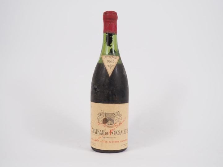 1 BOUTEILLE CHÂTEAU DE FONSALETTE CÔTES DU RHÔNE - 1962  - 6 CM - ELT-