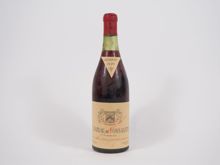 1 BOUTEILLE CHÂTEAU DE FONSALETTE CÔTES DU RHÔNE - 1970 - 3 CM - CAPSU