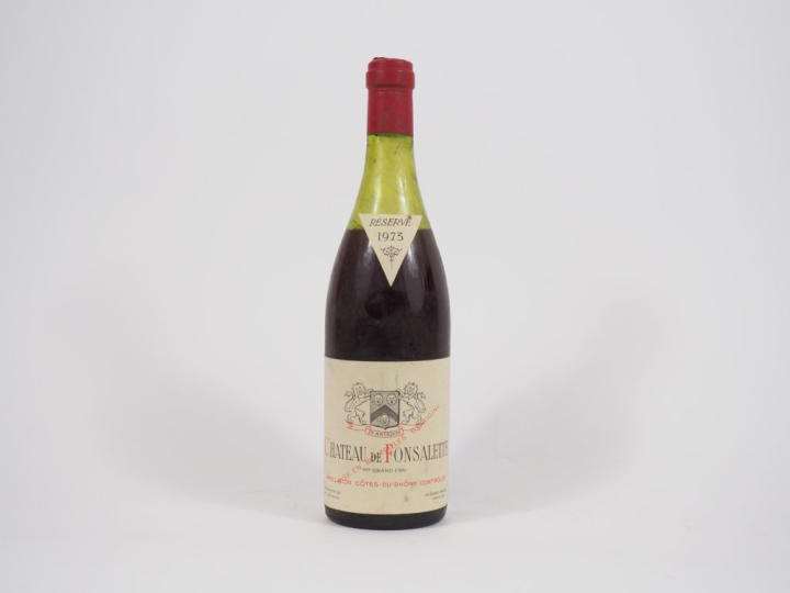 1 BOUTEILLE CHÂTEAU DE FONSALETTE CÔTES DU RHÔNE - 1973 - 6 CM - CAPSU