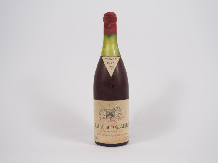 1 BOUTEILLE CHÂTEAU DE FONSALETTE CÔTES DU RHÔNE - 1973 - 5 CM - COULE