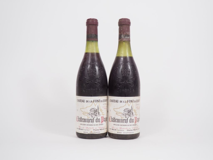 2 BOUTEILLES CHÂTEAUNEUF DU PAPE CHÂTEAU DE LA FONT DU LOUP - 1981 - M