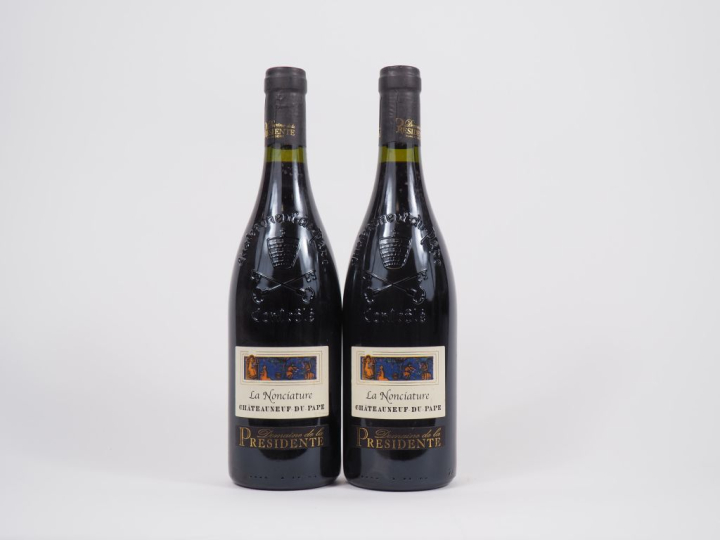 2 BOUTEILLES CHÂTEAUNEUF DU PAPE "LA NONCIATURE" DOMAINE DE LA PRÉSIDE