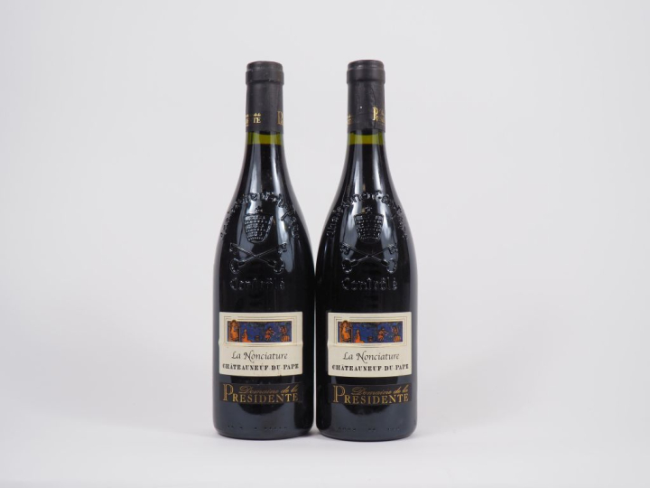 2 BOUTEILLES CHÂTEAUNEUF DU PAPE "LA NONCIATURE" DOMAINE DE LA PRÉSIDE