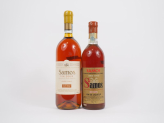 Vente aux enchères 2 BOUTEILLES VIN DOUX DE LIQUEUR SAMOS (GRÈCE) : 1 de 2000/1 de 1966