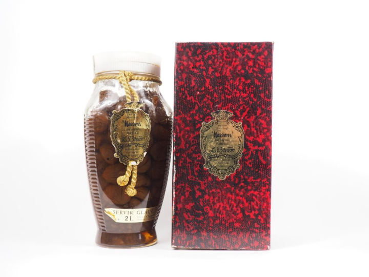1 POT (2L) DE FRUITS CONFITS "MARRONS" AU COGNAC MARTELL L. BRETON