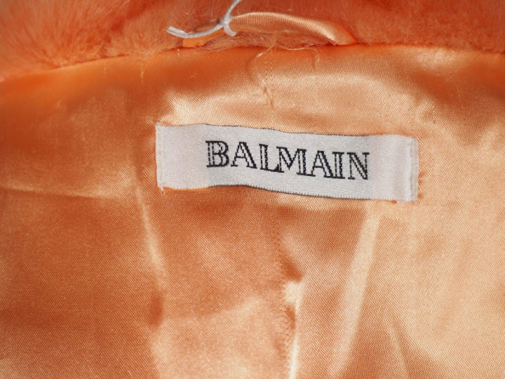 BALMAIN Manteau court imitation fourrure en acrylique, de couleur saum