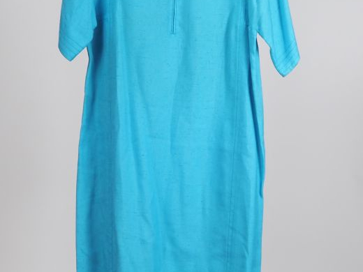 CELINE, Paris Robe bleu turquoise mi-longue en lin (22%) et viscose (7