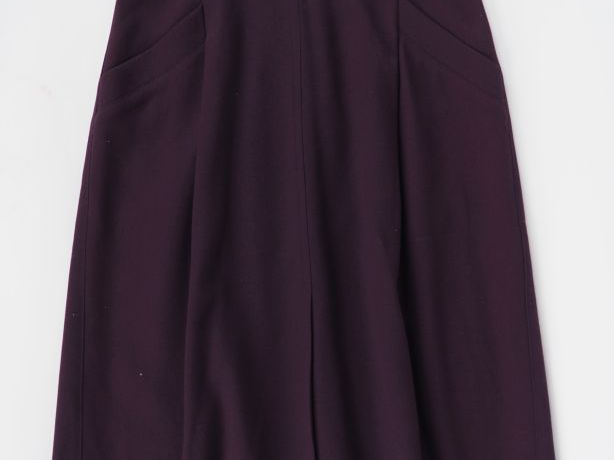 COURREGES, Paris Jupe longue en laine (100%) lie-de-vin.  Fermeture pa