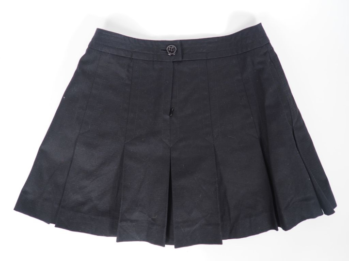 KENZO Jupe courte plissée noir en coton (52%) et lin (48%). Deux poche